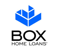 Box Home Loans Logo Stacked Text on Bottom Blue